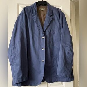 J.L. Powell Sporty Cotton Blazer Men Size 48 Button Front Casual Navy Blue
